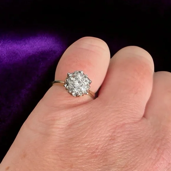 Antique 10k Gold Topaz Cluster Ring Size 4.5 - Picture 3 of 11